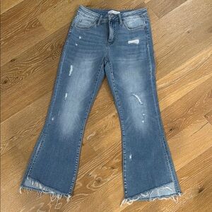 Flying Monkey Distressed Crop Flare Jeans